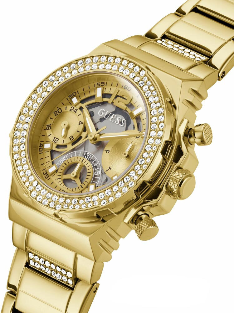 Guess Fusion Chronograph Gold Dial Gold Steel Strap Watch for Women - GW0552L2 Buy Now By Guess