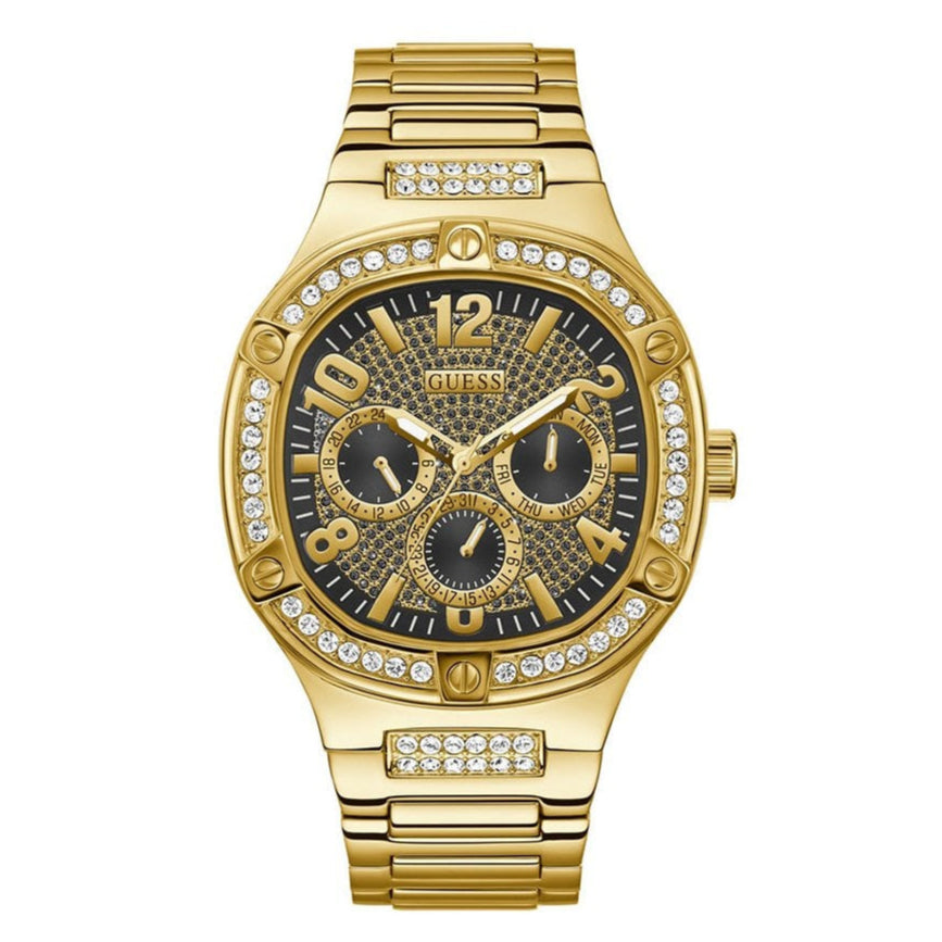 Guess Duke Glitz Crystals Gold Dial Gold Steel Strap Watch For Men - GW0576G2 Buy Now By Guess