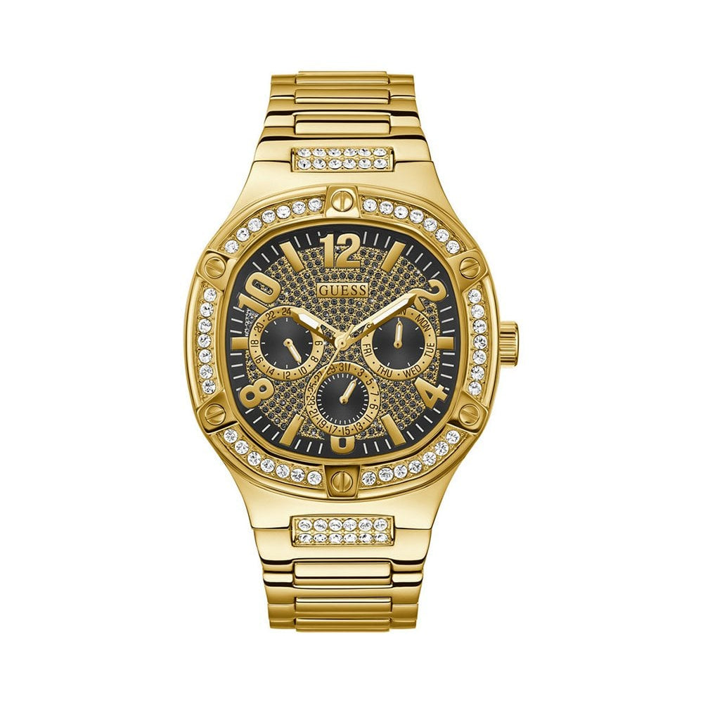 Guess Duke Glitz Crystals Gold Dial Gold Steel Strap Watch For Men - GW0576G2 Buy Now By Guess