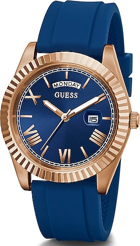 Guess Connoisseur Blue Dial Blue Silicone Strap Watch For Men - GW0335G2 Buy Now By Guess