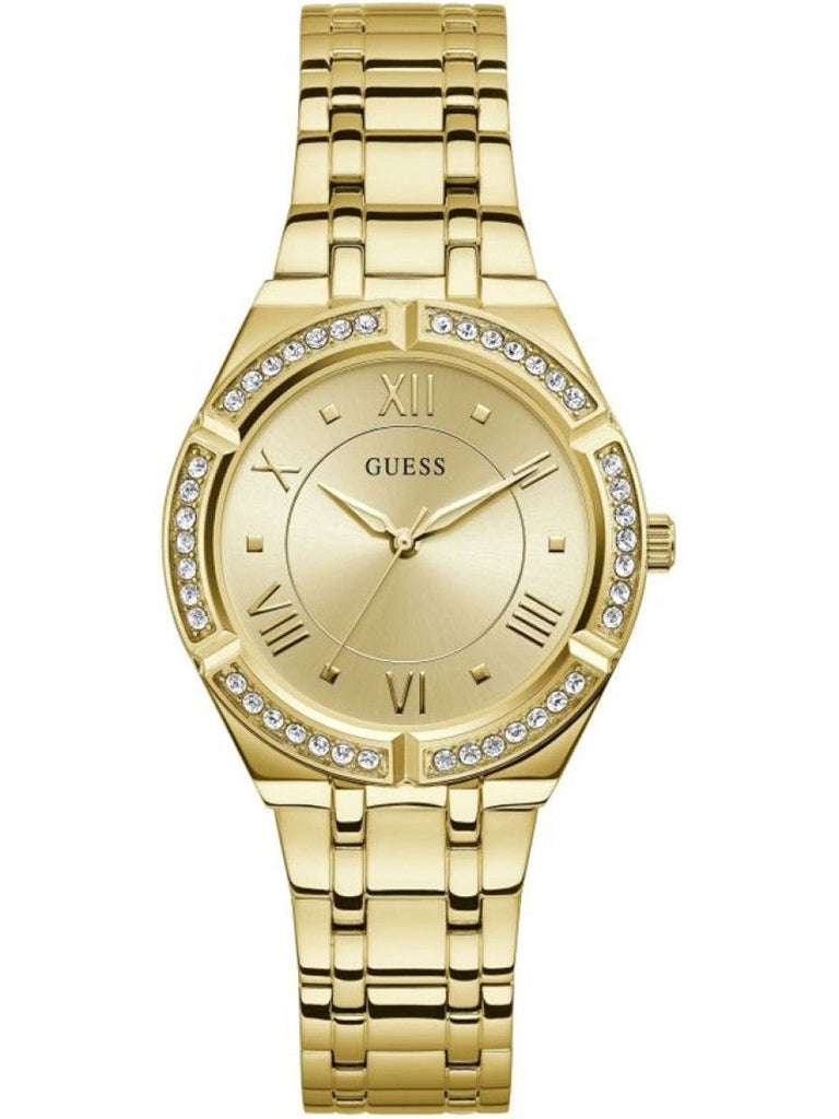 Guess Cosmo Diamonds Gold Dial Gold Steel Strap Watch For Women - GW0033L2 Buy Now By Guess