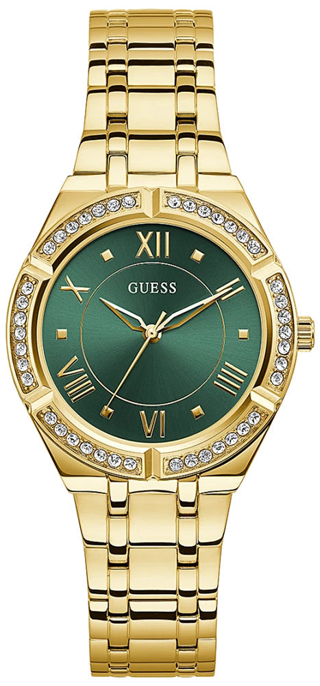 Guess Cosmo Diamonds Green Dial Gold Steel Strap Watch for Women - GW0033L8 Buy Now By Guess