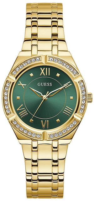 Guess Cosmo Diamonds Green Dial Gold Steel Strap Watch for Women - GW0033L8 Buy Now By Guess