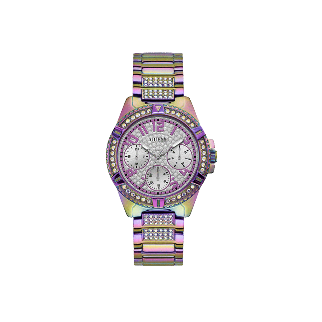 Guess Lady Frontier Diamonds Silver Dial Multicolor Steel Strap Watch for Women - GW0044L1 Buy Now By Guess
