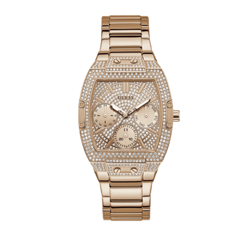 Guess Raven Diamonds Rose Gold Dial Rose Gold Steel Strap Watch for Women - GW0104L3 Buy Now By Guess