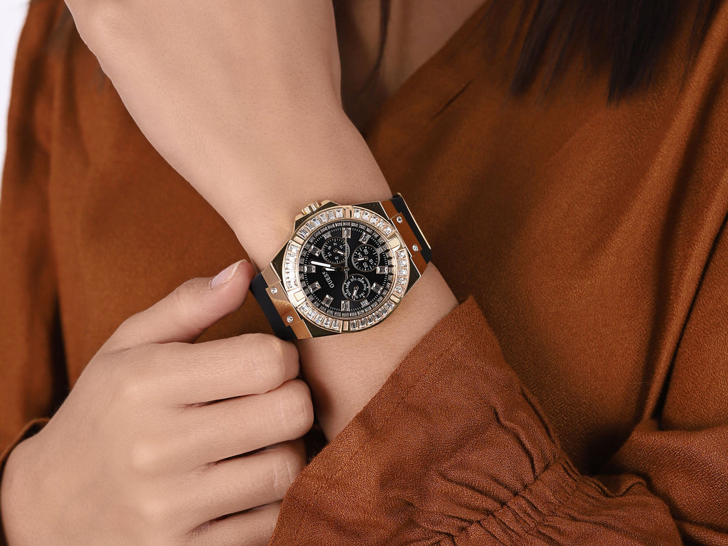 Guess Venus Diamonds Black Dial Black Rubber Strap Watch for Women - GW0118L1 Buy Now By Guess