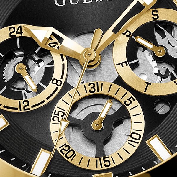 Guess Edge Chronograph Black Dial Gold Steel Strap Watch For Men - GW0539G2 Buy Now By Guess