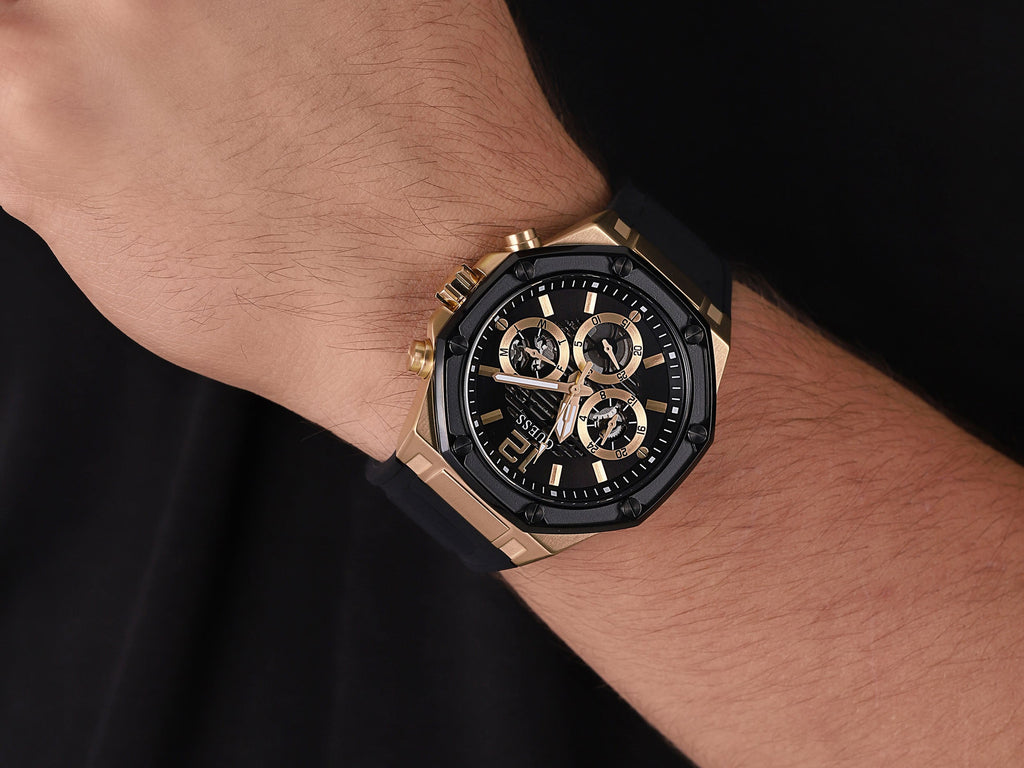 Guess Momentum Black Dial Black Rubber Strap Watch for Men - GW0263G1 Buy Now By Guess