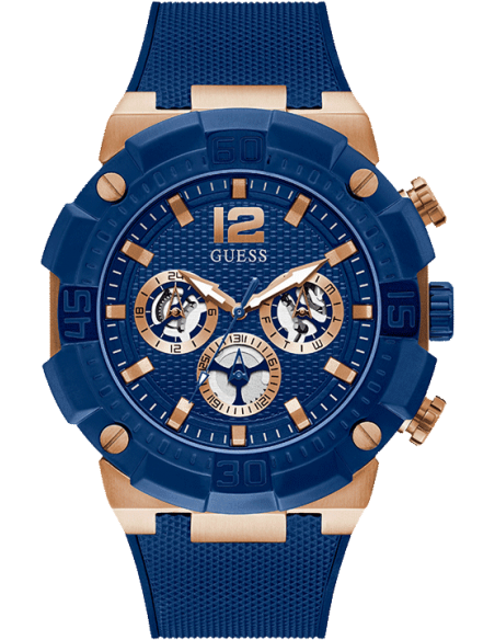 Guess Navigator Chronograph Blue Dial Blue Rubber Strap Watch for Men - GW0264G4 Buy Now By Guess