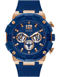 Guess Navigator Chronograph Blue Dial Blue Rubber Strap Watch for Men - GW0264G4 Buy Now By Guess