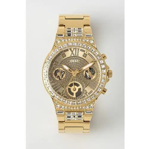 Guess Moonlight Multi Function Diamonds Gold Dial Gold Steel Strap Watch for Women - GW0320L2 Buy Now By Guess