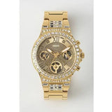 Guess Moonlight Multi Function Diamonds Gold Dial Gold Steel Strap Watch for Women - GW0320L2 Buy Now By Guess