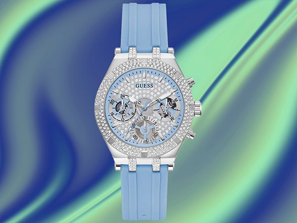 Guess Heiress Diamonds Blue Dial Blue Rubber Strap Watch for Women - GW0407L1 Buy Now By Guess