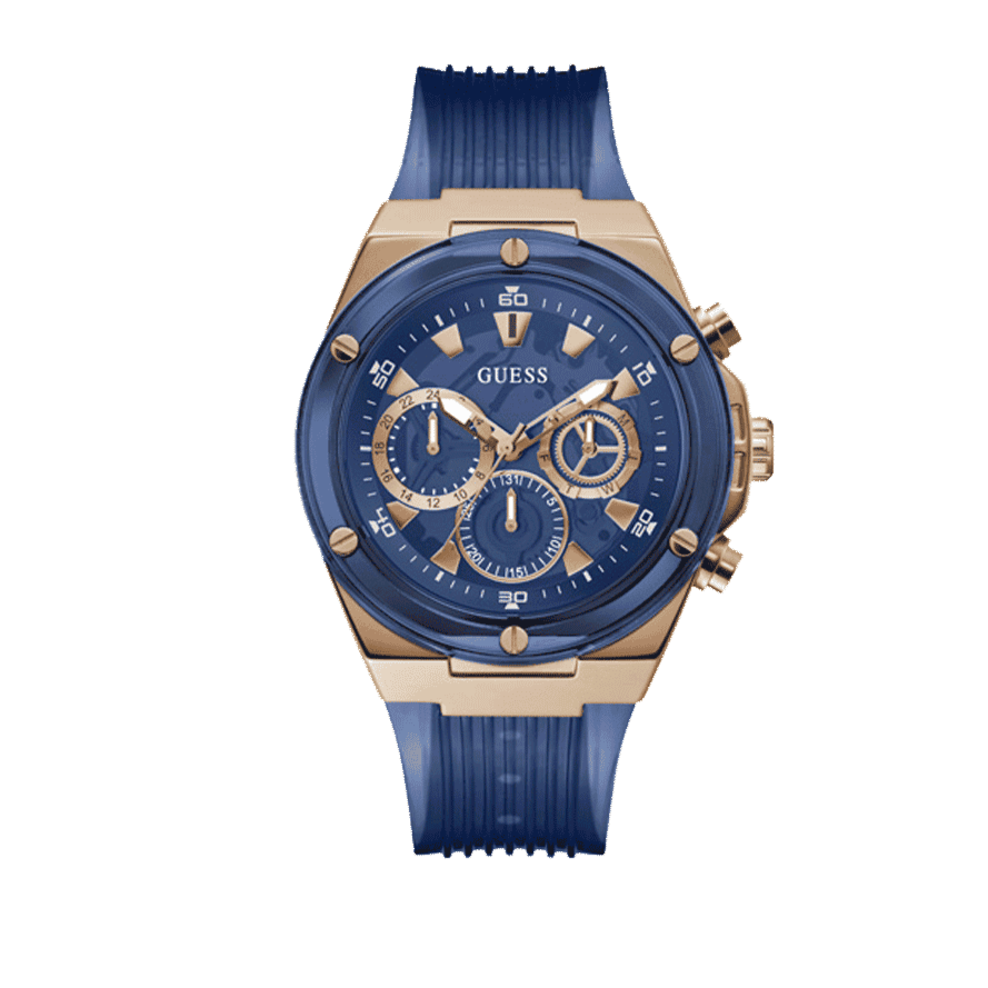 Guess Poseidon Chronograph Blue Dial Blue Silicone Strap Watch For Men - GW0425G3 Buy Now By Guess