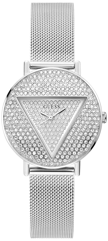 Guess Iconic Diamonds Silver Dial Silver Mesh Bracelet Watch For Women - GW0477L1 Buy Now By Guess