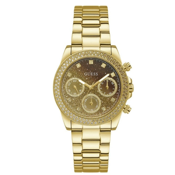 Guess Sol Chronograph Gold Dial Gold Steel Strap Watch For Women - GW0483L2 Buy Now By Guess