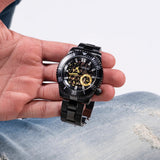 Guess Axel Multifunction Black Dial Black Steel Strap Watch For Men - GW0488G3 Buy Now By Guess