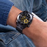 Guess Axel Multifunction Black Dial Black Steel Strap Watch For Men - GW0488G3 Buy Now By Guess