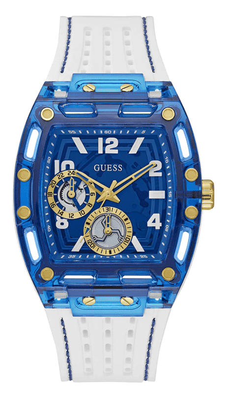 Guess Phoenix Multifunction Blue Dial White Rubber Strap Watch for Men - GW0499G6 Buy Now By Guess