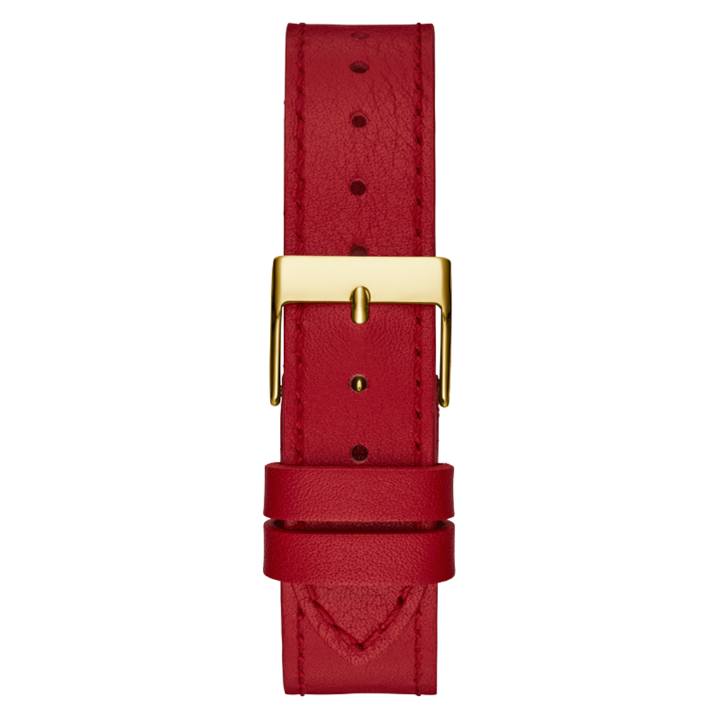 Guess Fame Quartz Gold Dial Red Leather Strap Watch For Women - GW0504L2 Buy Now By Guess