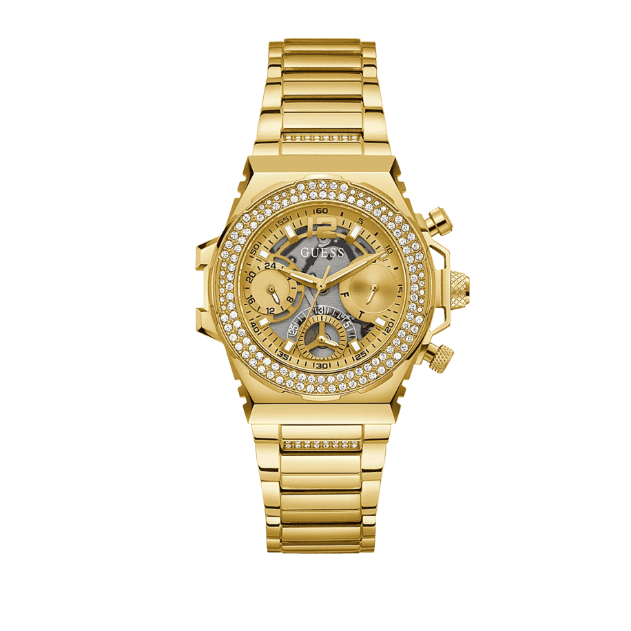 Guess Fusion Chronograph Gold Dial Gold Steel Strap Watch for Women - GW0552L2 Buy Now By Guess