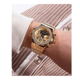 Guess Fusion Chronograph Gold Dial Gold Steel Strap Watch for Women - GW0552L2