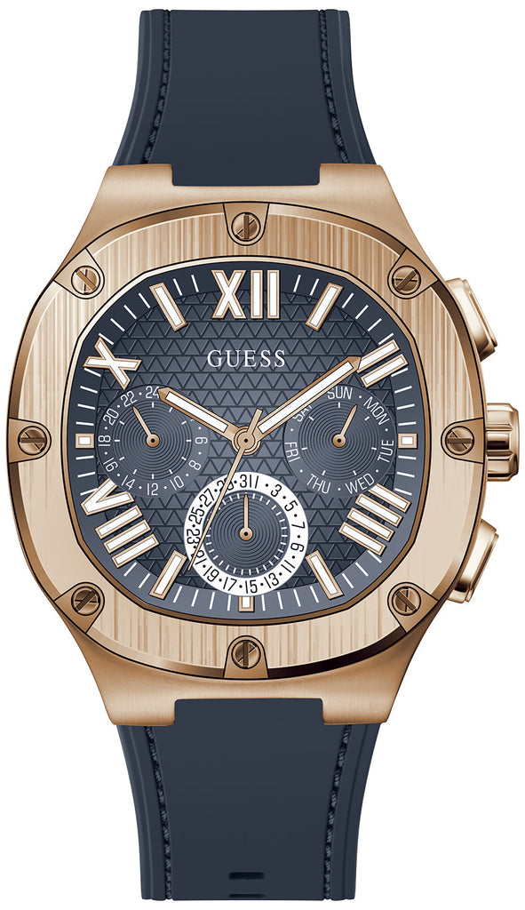 Guess Headline Multifunction Quartz Blue Dial Blue Silicone Strap Watch For Men - GW0571G2 Buy Now By Guess
