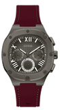Guess Headline Multifunction Grey Dial Burgundy Silicone Strap Watch For Men - GW0571G4 Buy Now By Guess