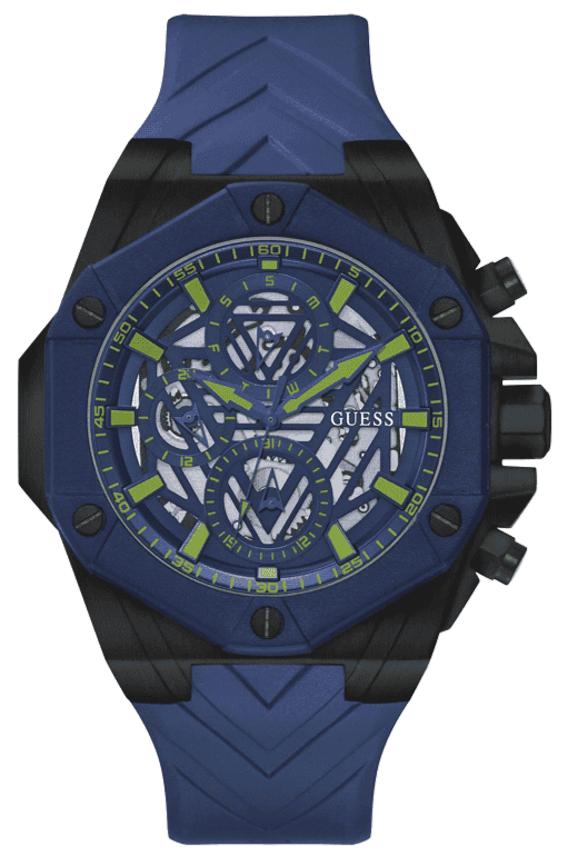 Guess Formula Multifunction Blue Dial Blue Silicone Strap Watch For Men - GW0579G3 Buy Now By Guess