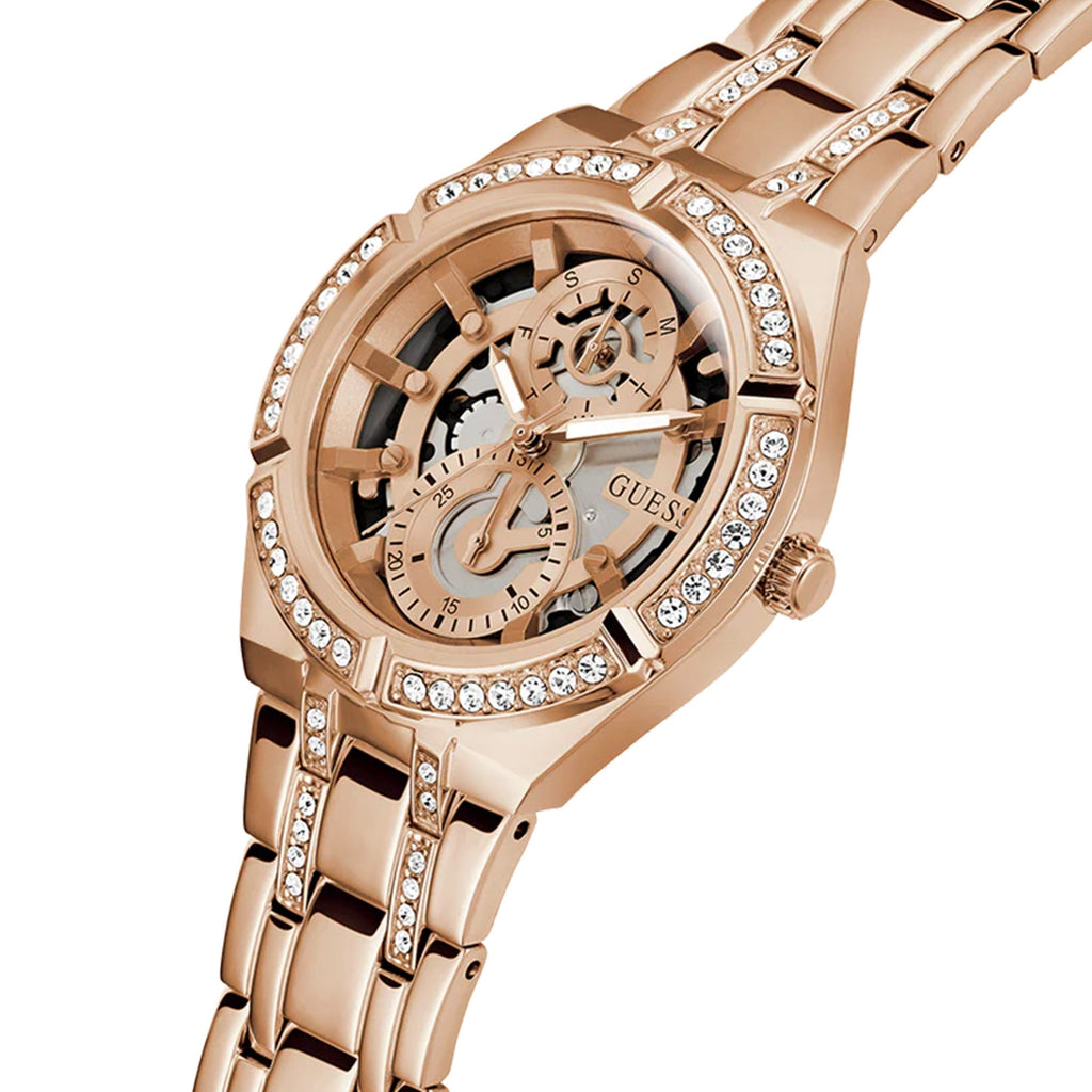 Guess Allara Quartz Rose Gold Dial Rose Gold Steel Strap Watch For Women - GW0604L3 Buy Now By Guess