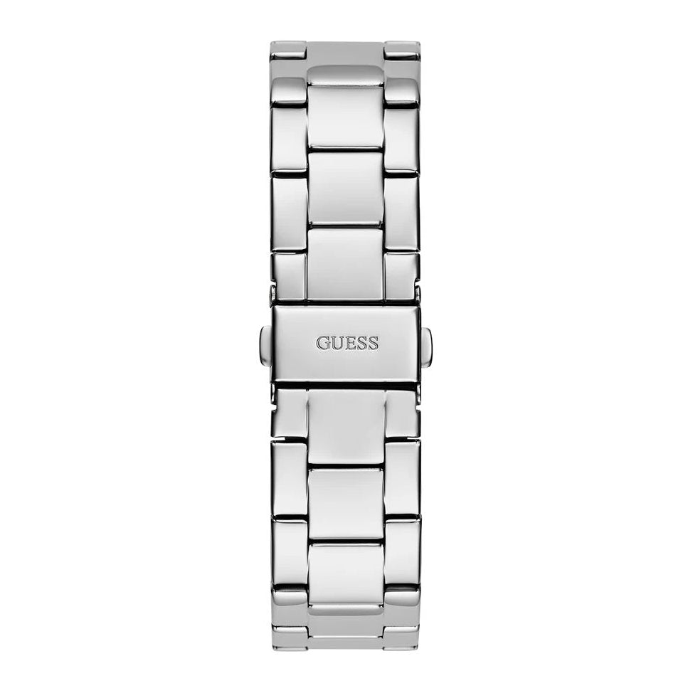 Guess Cubed Analog Silver Dial Silver Steel Strap Watch For Women - GW0606L1 Buy Now By Guess