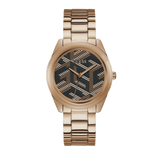 Guess Cubed Analog Black Dial Rose Gold Steel Strap Watch For Women - GW0607L3 Buy Now By Guess