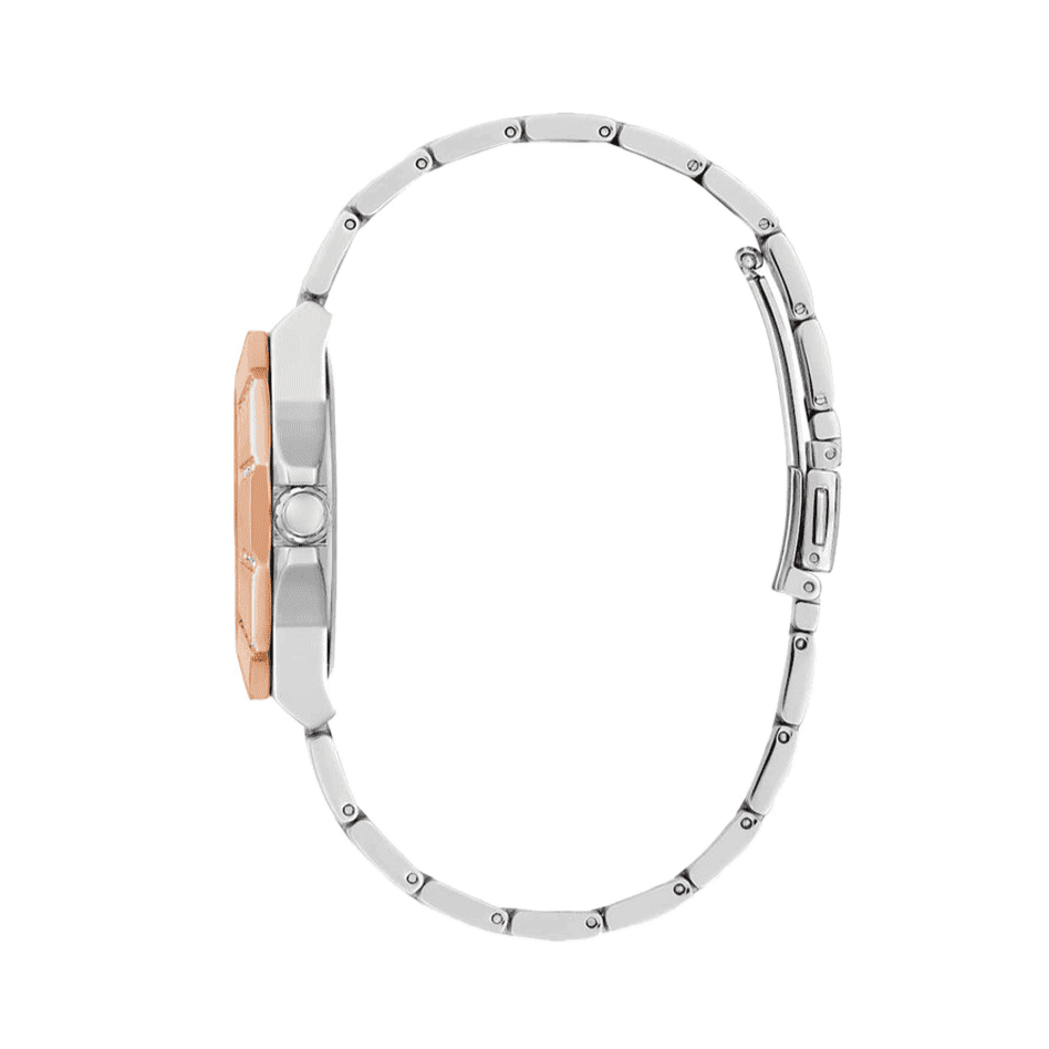 Guess Sunray Multifunction Crystals Silver Dial Two Tone Steel Strap Watch For Women - GW0616L3 Buy Now By Guess