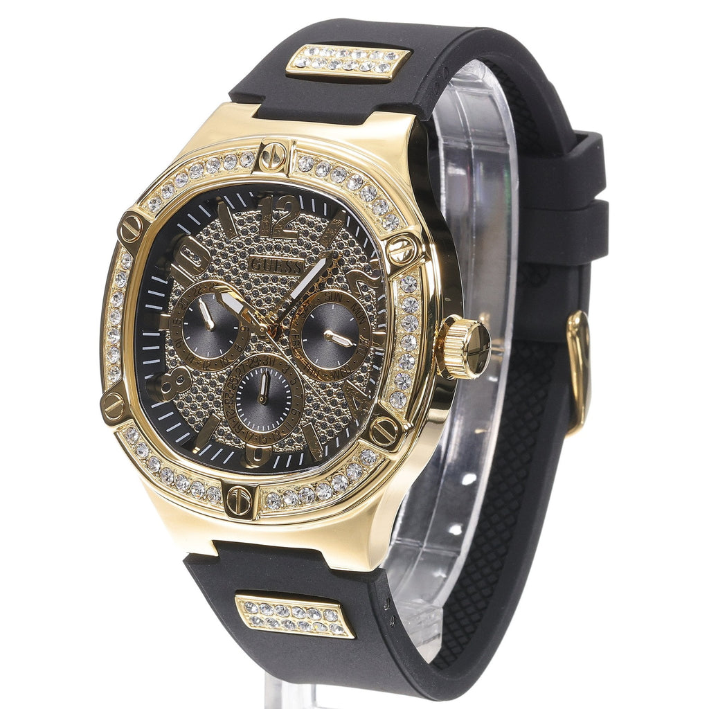 Guess Duke Crystals Black Dial Black Silicone Strap Watch For Men - GW0641G2 Buy Now By Guess