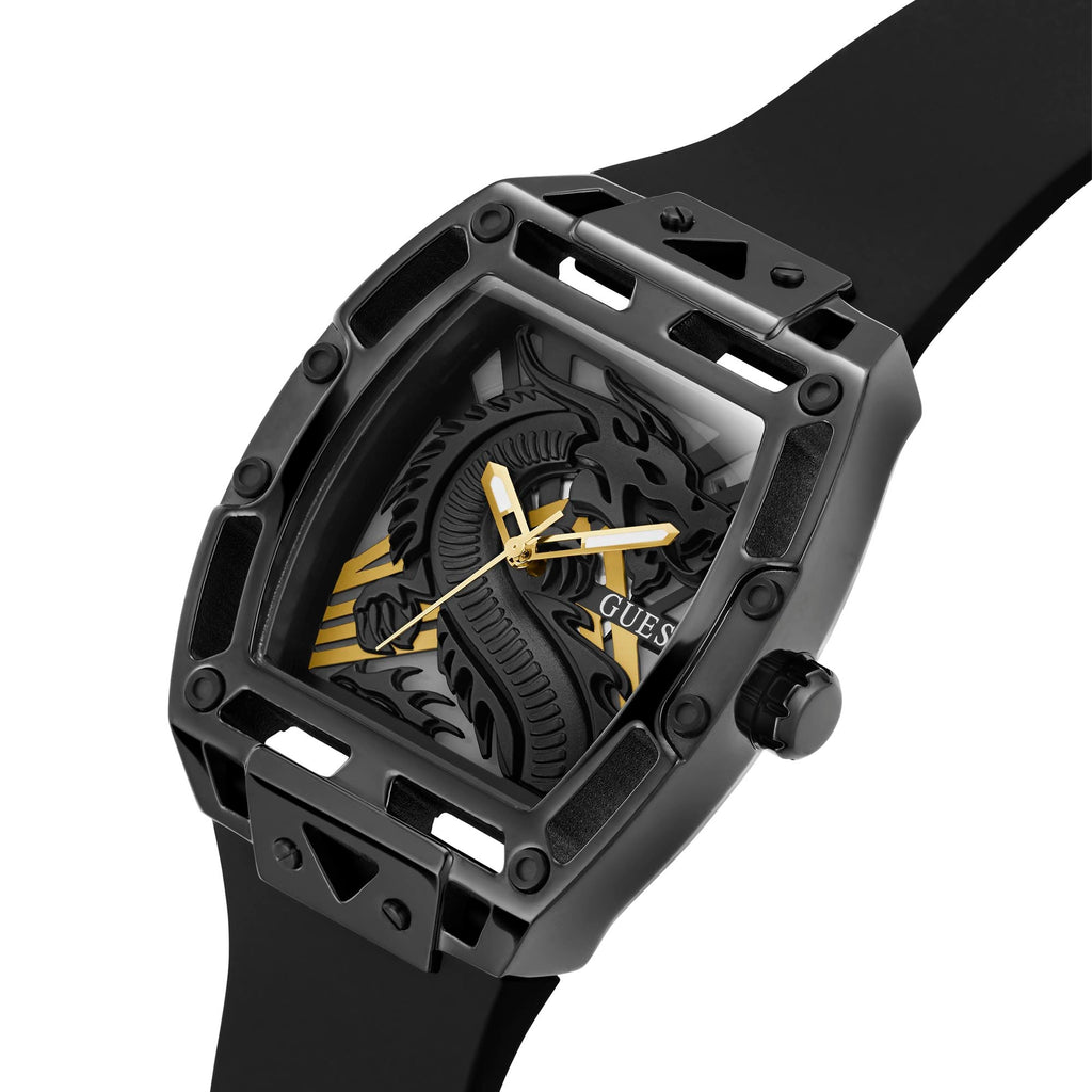 Guess Legend Analog Black Dial Black Rubber Strap Watch For Men - GW0648G1 Buy Now By Guess