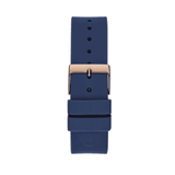 Guess Cubed Analog Rose Gold Dial Blue Leather Strap Watch For Women - GW0665L2 Buy Now By Guess