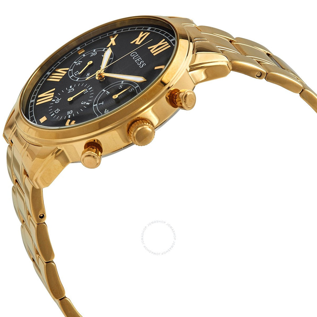 Guess Hendrix Multifunction Black Dial Gold Steel Strap Watch for Men - W1309G2 Buy Now By Guess
