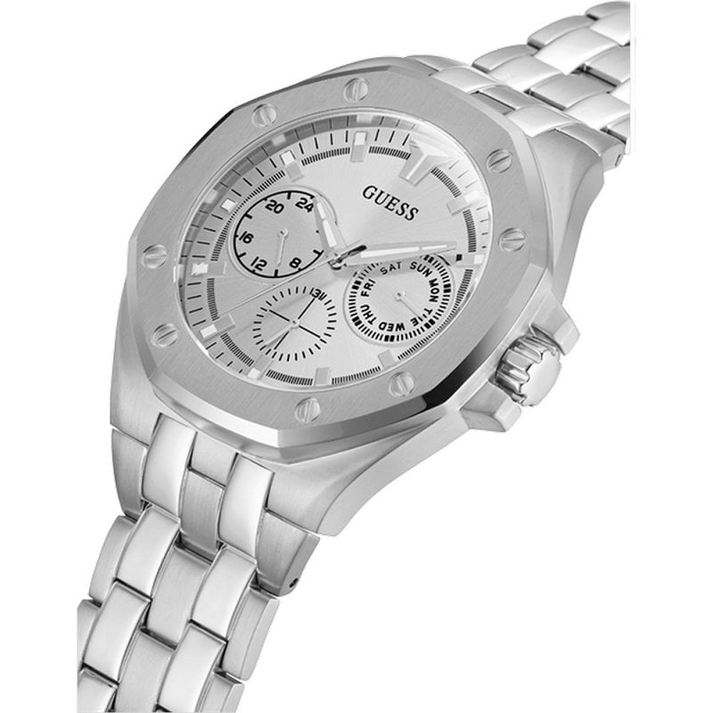 Guess Analog Quartz Silver Dial Silver Steel Strap Watch For Men - U0377G1 Buy Now By Guess