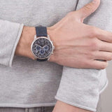 Guess Horizon Chronograph Quartz Black Dial Blue Leather Strap Watch For Men - W0380G3 Buy Now By Guess