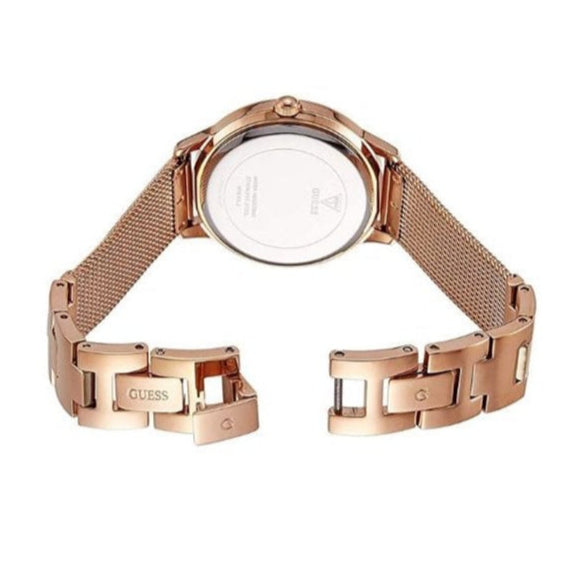 Guess Chelsea Mother of Pearl White Dial Rose Gold Mesh Strap Watch For Women - W0647L2 Buy Now By Guess