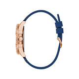 Guess Frontier DIamonds Gold Dial Blue Rubber Strap Watch For Women - W1160L3 Buy Now By Guess