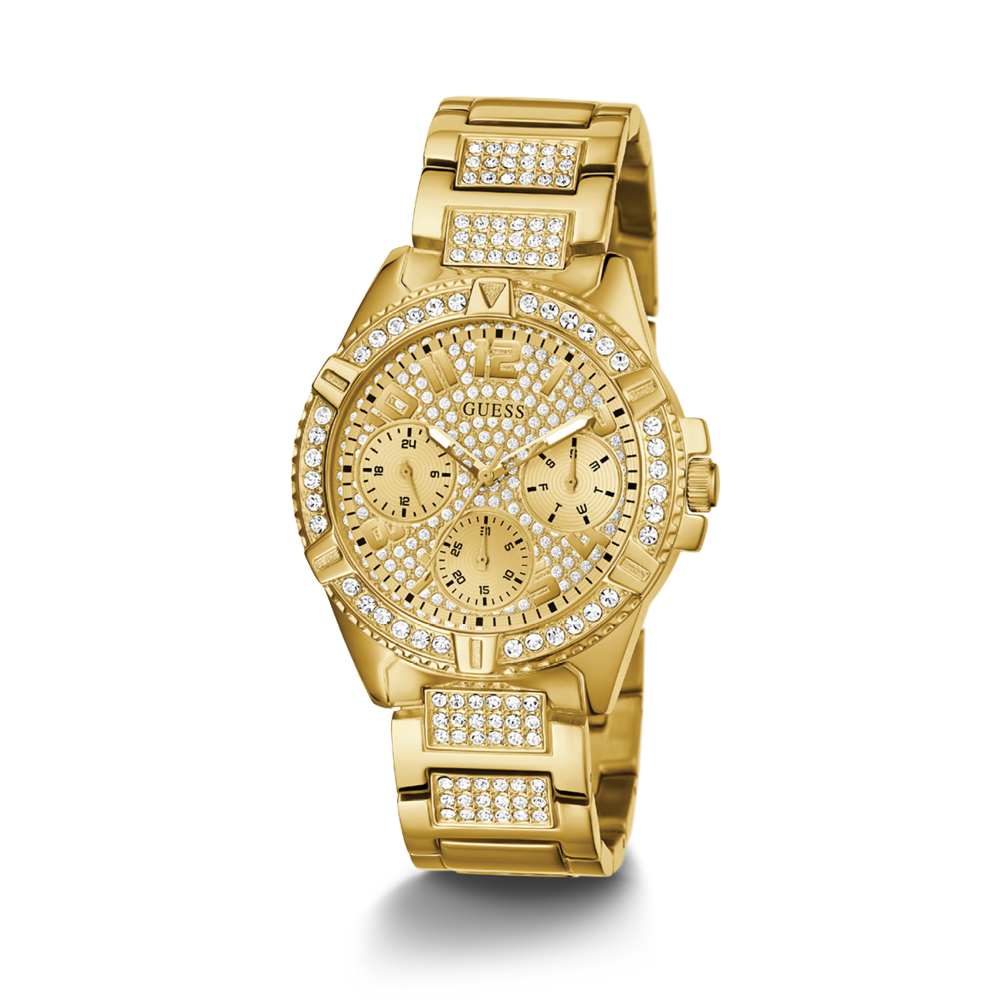 Guess Frontier Diamonds Gold Dial Gold Steel Strap Watch For Women - W1156L2 Buy Now By Guess