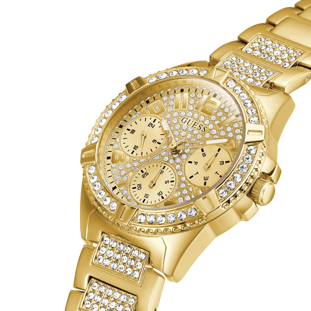 Guess Frontier Diamonds Gold Dial Gold Steel Strap Watch For Women - W1156L2 Buy Now By Guess