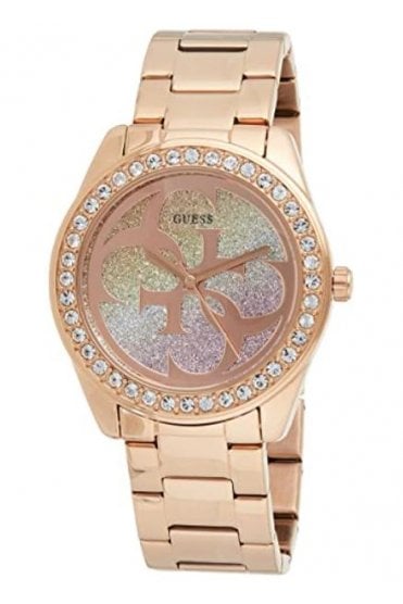 Guess G Twist Diamonds Rose Gold Dial Rose Gold Steel Strap Watch For Women - W1201L3 Buy Now By Guess