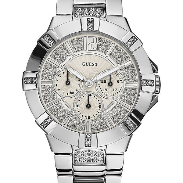 Guess Vista Diamonds Silver Dial Silver Steel Strap Watch for Women - W12080L1 Buy Now By Guess