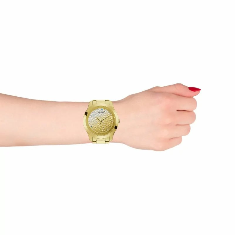 Guess Crush Gold Dial Gold Steel Strap Watch For Women - GW0020L2 Buy Now By Guess