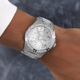 Guess Frontier Diamonds Silver Dial Silver Steel Strap Watch For Women - W1156L1 Buy Now By Guess