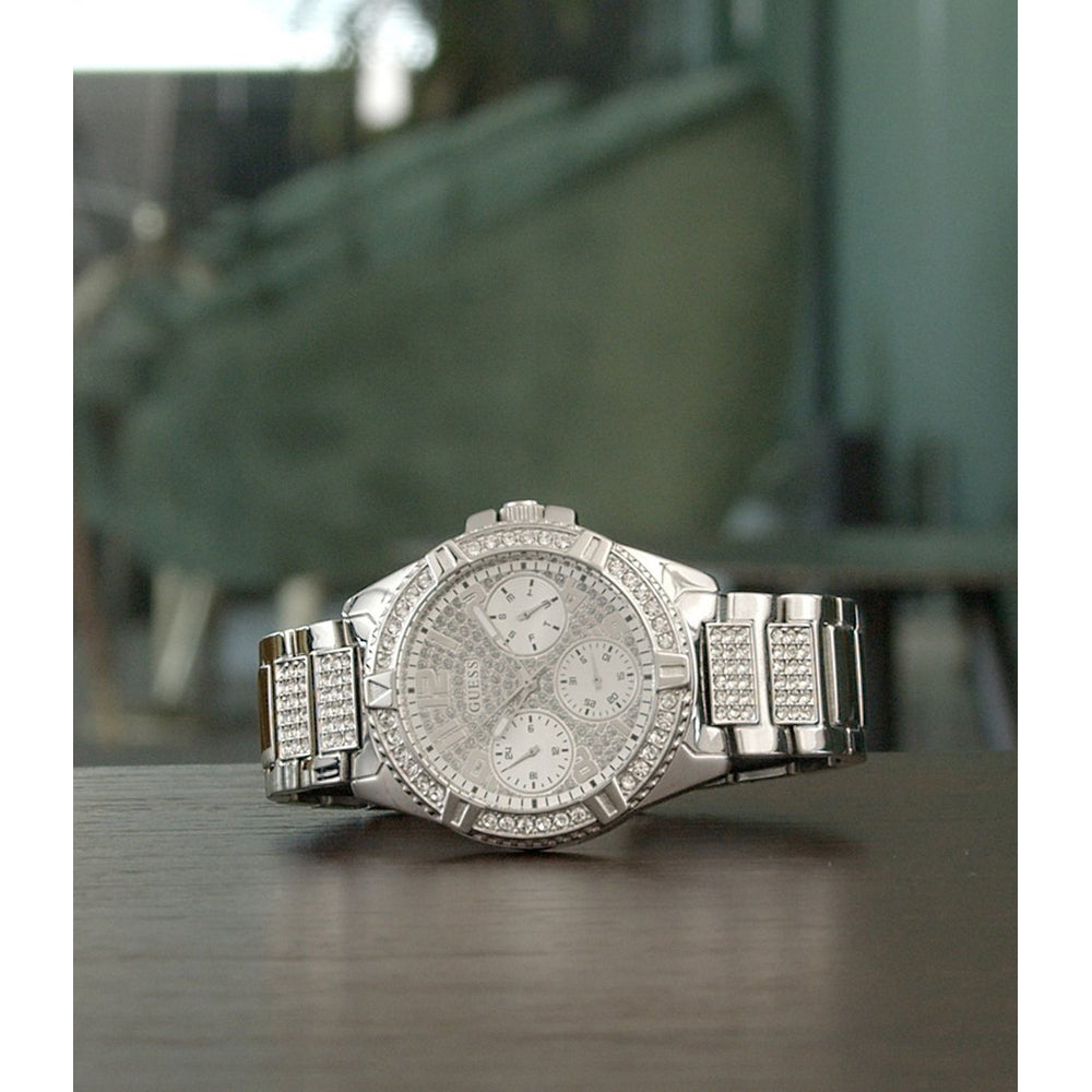 Guess Frontier Diamonds Silver Dial Silver Steel Strap Watch For Women - W1156L1 Buy Now By Guess