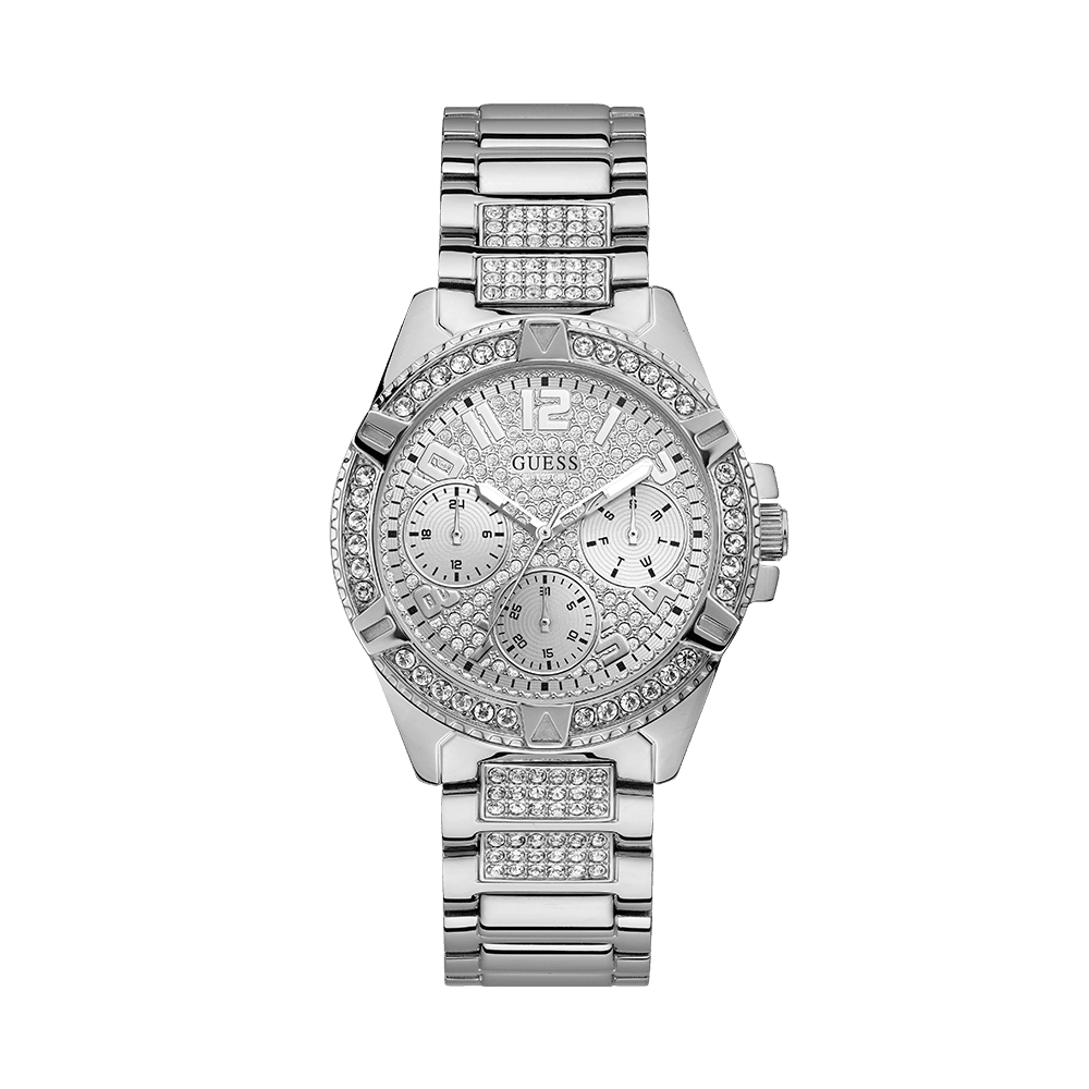 Guess Frontier Diamonds Silver Dial Silver Steel Strap Watch For Women - W1156L1 Buy Now By Guess