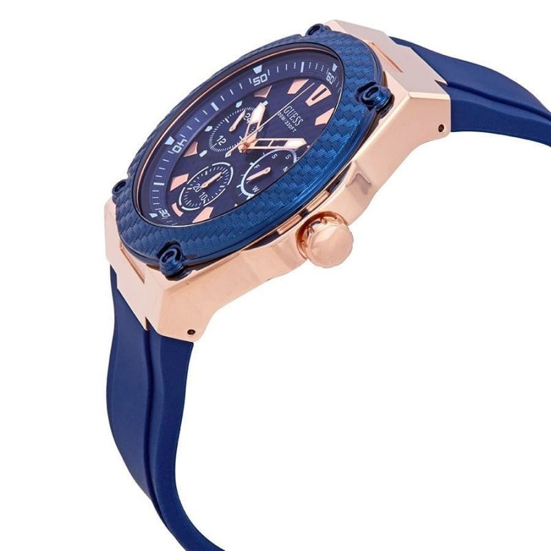 Guess Legacy Chronograph Blue Dial Blue Rubber Strap Watch For Men - W1049G9 Buy Now By Guess